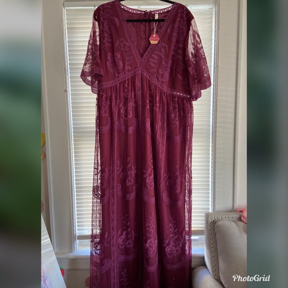Pink Blush Maternity Plus Lace Overlay 
